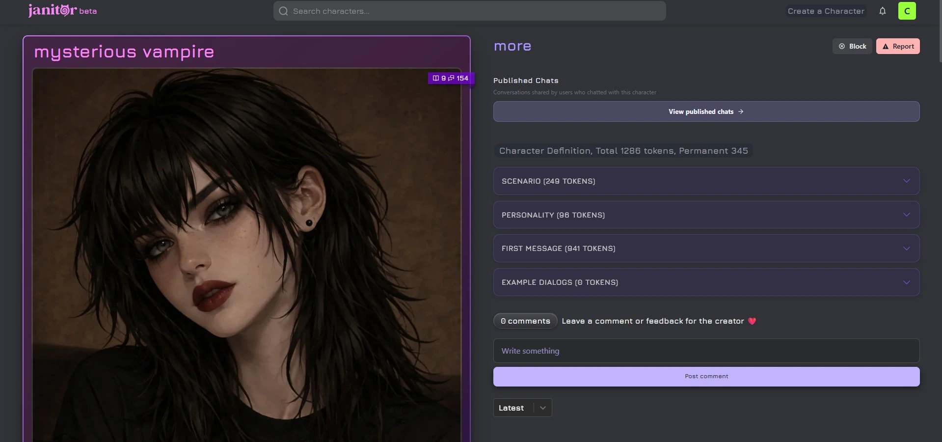 Reseña Janitor AI — interfaz de chat roleplay