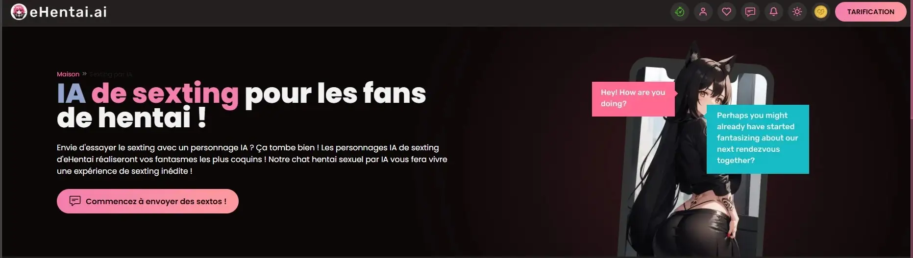 Reseña eHentai AI — sección sexting y chat