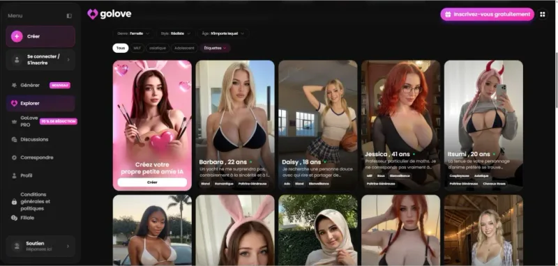 Golove AI Opiniones — interfaz y creación de personaje