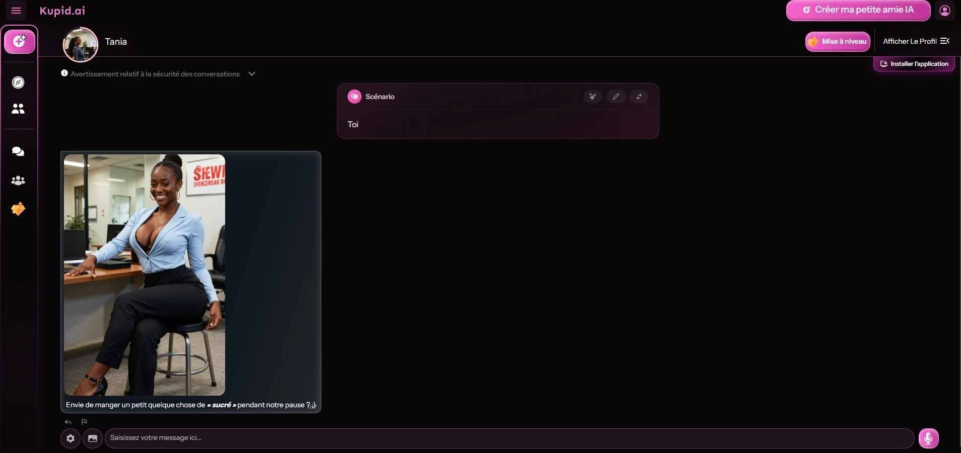Reseña Kupid AI — Tania programa una foto golosa en el chat