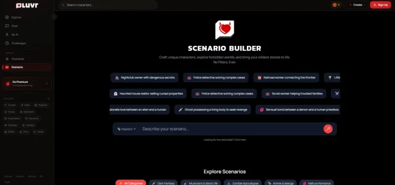 Luvr AI Opiniones — Scenario Builder, creación personalizada