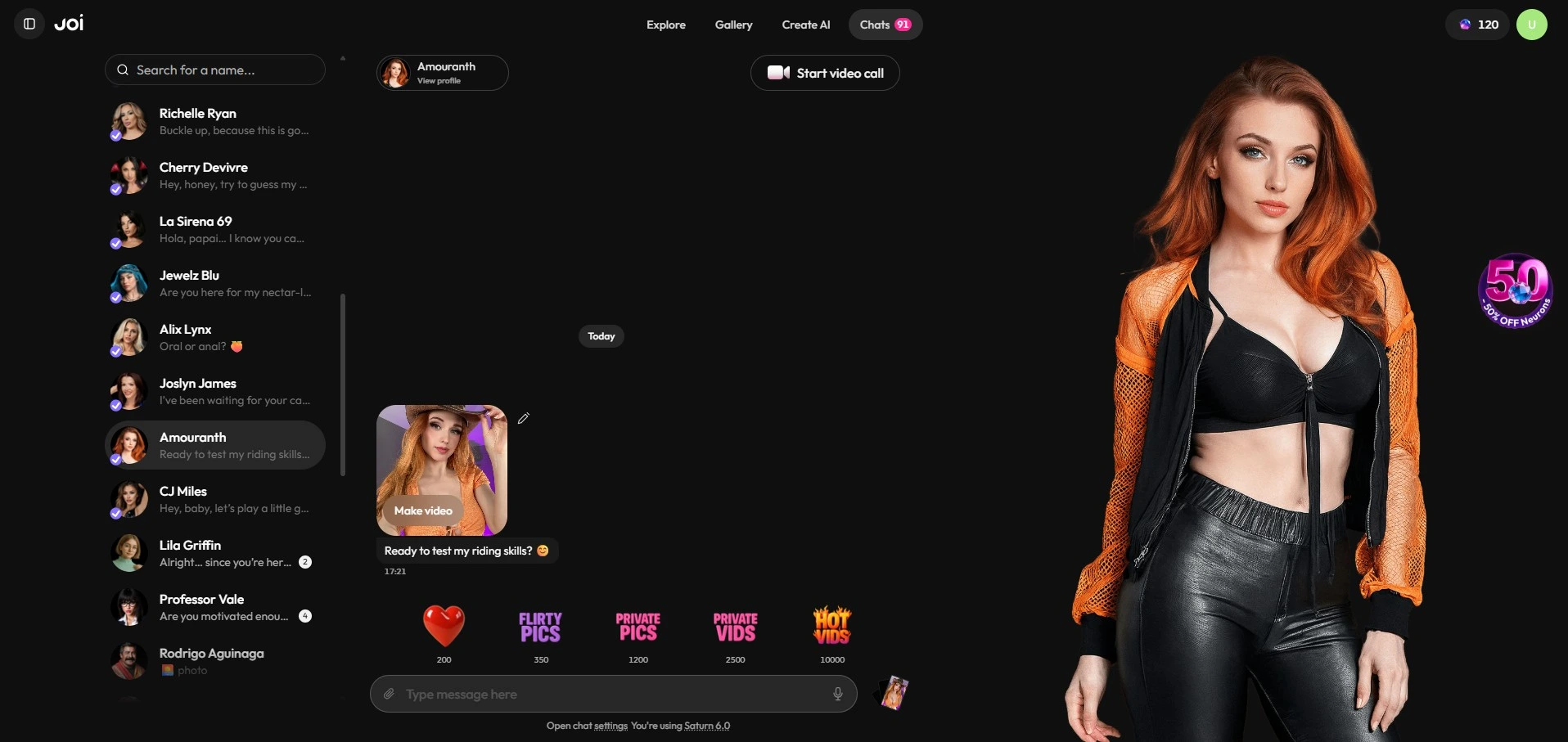 Ficha oficial de Amouranth en joi.com